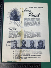 Load image into Gallery viewer, Original WW2 US Army Face Paint Instruction Sheet
