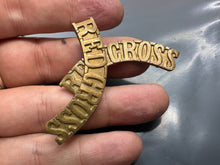 Load image into Gallery viewer, Original WW2 British Army Red Cross Brass Shoulder Titles Pair
