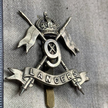 Load image into Gallery viewer, Original WW2 British Army 9th Queen&#39;s Royal Lancers Cap Badge
