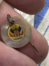 Load image into Gallery viewer, Original WW1 British Home Front Fundraising Badge - Mother of Pearl with Flags
