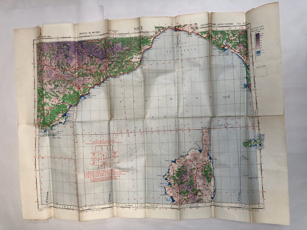 Original WW2 British Army / RAF Map - Nice - France