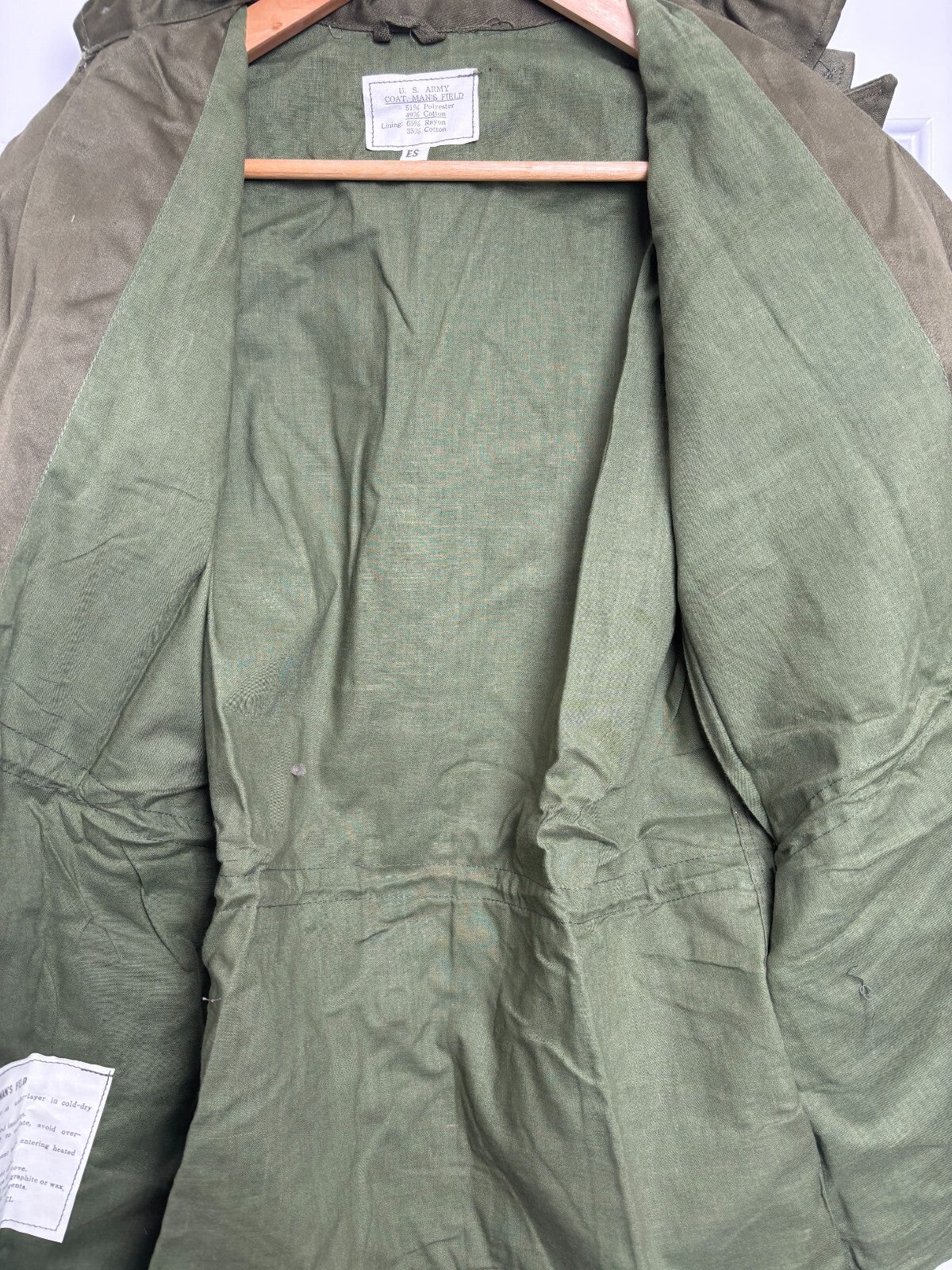 Genuine Unissued U.S Army OD Green Coat Mans Field Jacket Size ES - The Militaria Shop