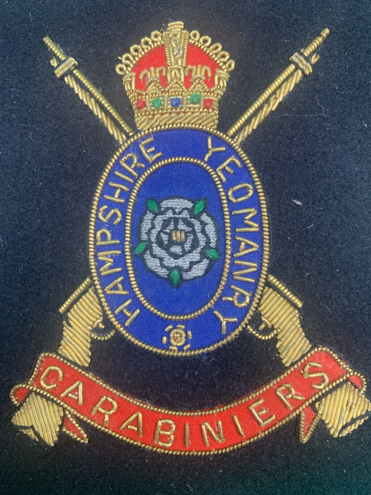 British Army Bullion Embroidered Blazer Badge - Hampshire Yeomanry Carabiniers - The Militaria Shop