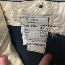 Load image into Gallery viewer, New Old Stock - Genuine British Civil Defence Serge Blue Trousers 42&quot;/43&quot; Waist
