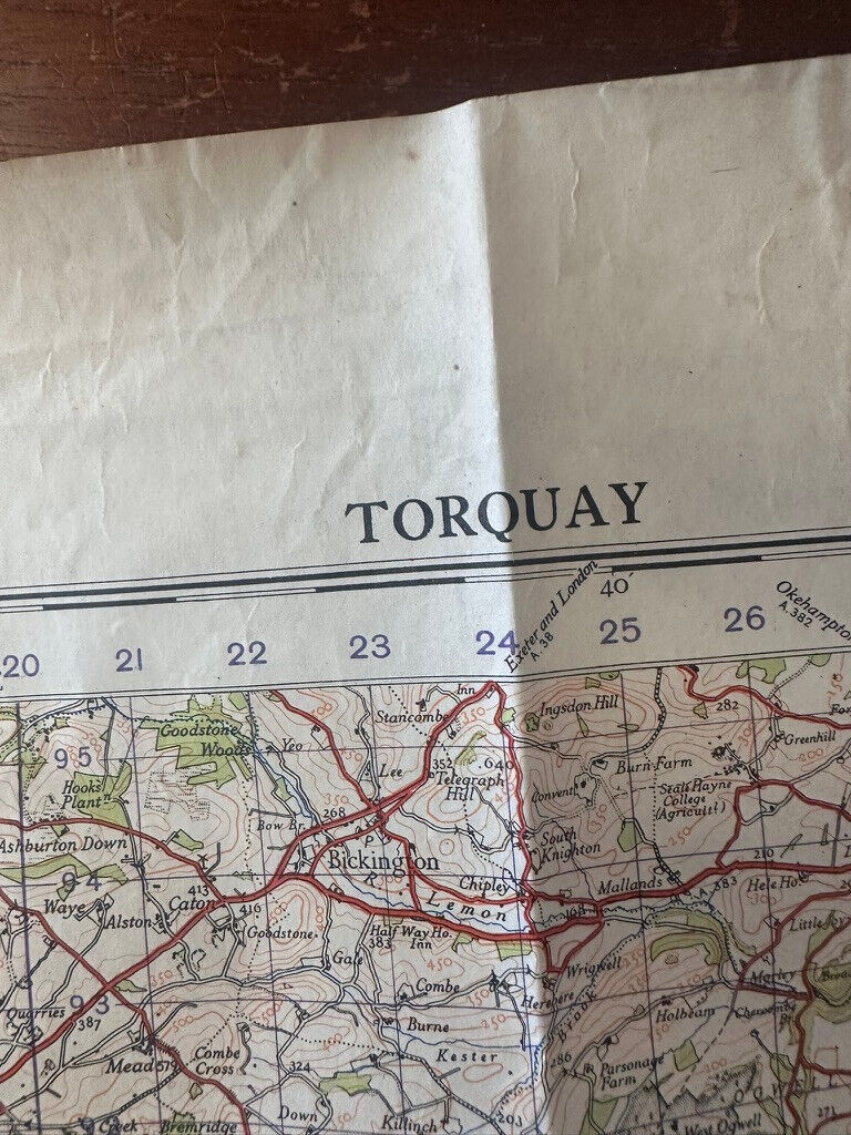 Original WW2 British Army GSGS OS Map of England & Wales - Torquay - The Militaria Shop