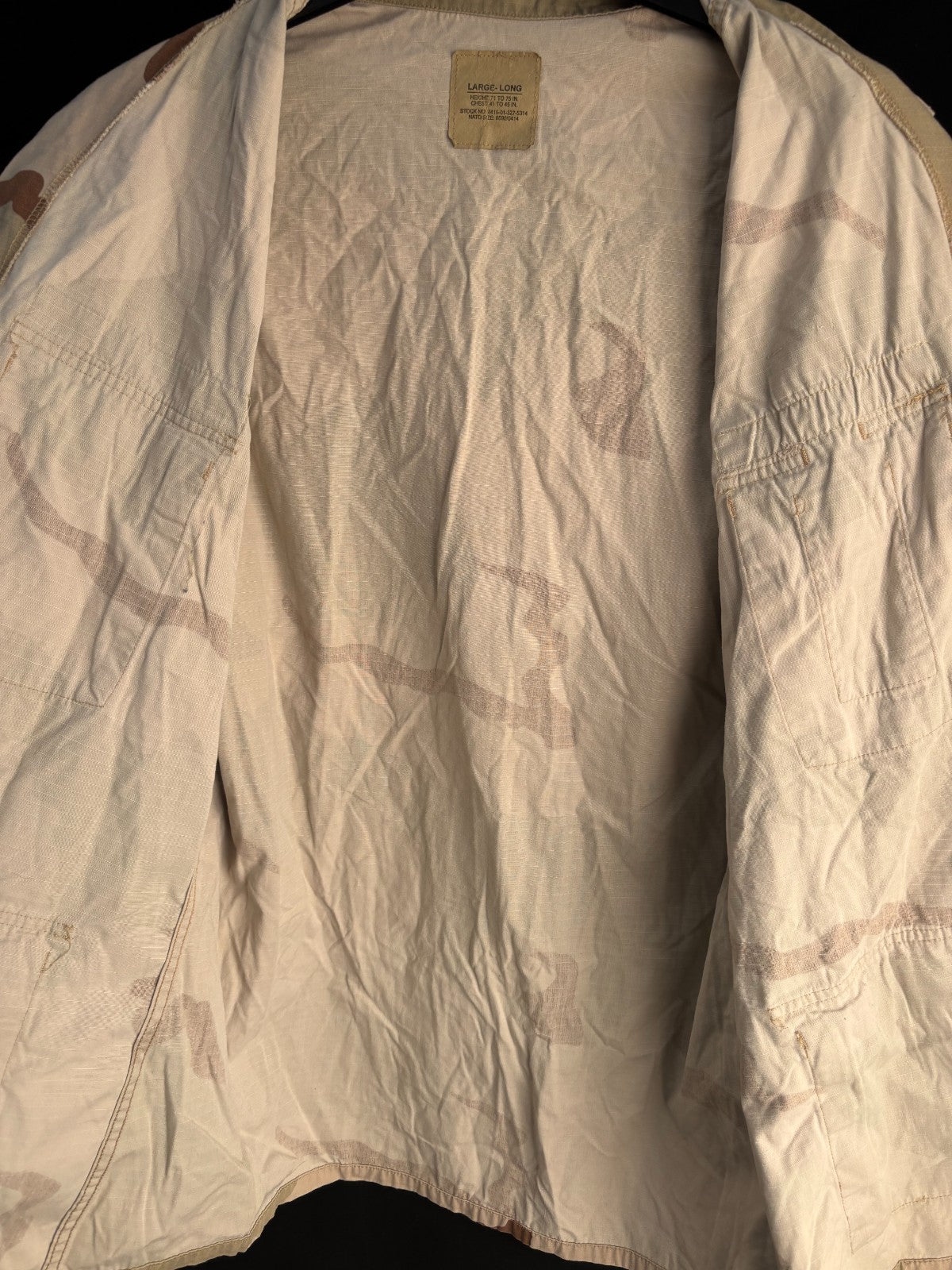 Gulf War US Army DCU Camouflaged Combat Field Coat/Jacket - Large/Long - The Militaria Shop