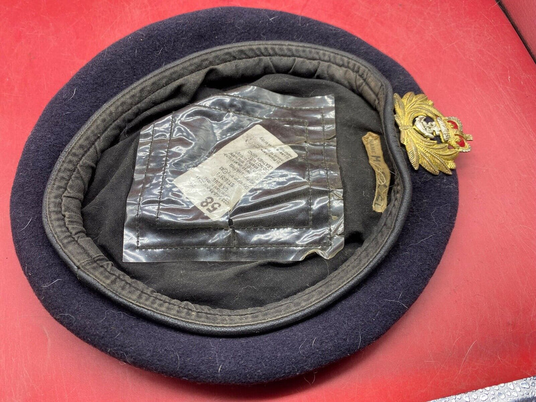 Original Named British Royal Navy Cap with Badge - Size 58
