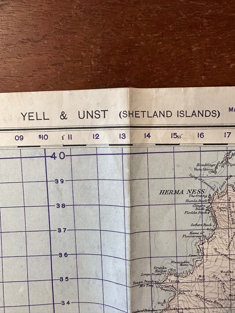 Original WW2 British Army GSGS Map of Scotland - Yell & Unst - Shetland Islands - The Militaria Shop