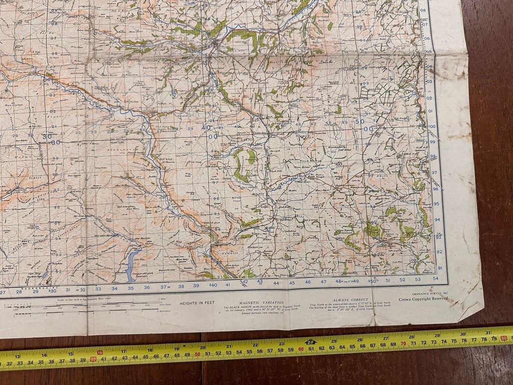 Original WW2 British Army GSGS OS Map of Great Britain - Llanidloes - The Militaria Shop