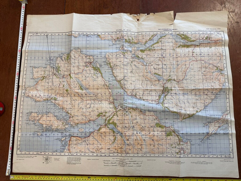 Original WW2 British Army GSGS Map of Scotland - Sound of Mull - The Militaria Shop
