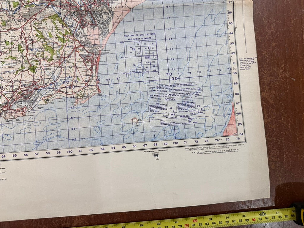 Original WW2 British Army GSGS OS Map of Wales - Pontypridd & Barry - The Militaria Shop