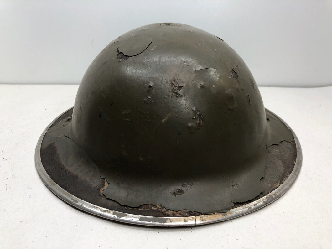 Original WW2 British Army Thick Green Painted Mk2 Brodie Helmet