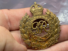 Load image into Gallery viewer, Original WW2 British Army GVI Royal Engineers Cap Badge Made into a Brooch
