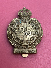 Lade das Bild in den Galerie-Viewer, WW1 British Army 25th London Regiment ‘London Cyclists’ Cap Badge
