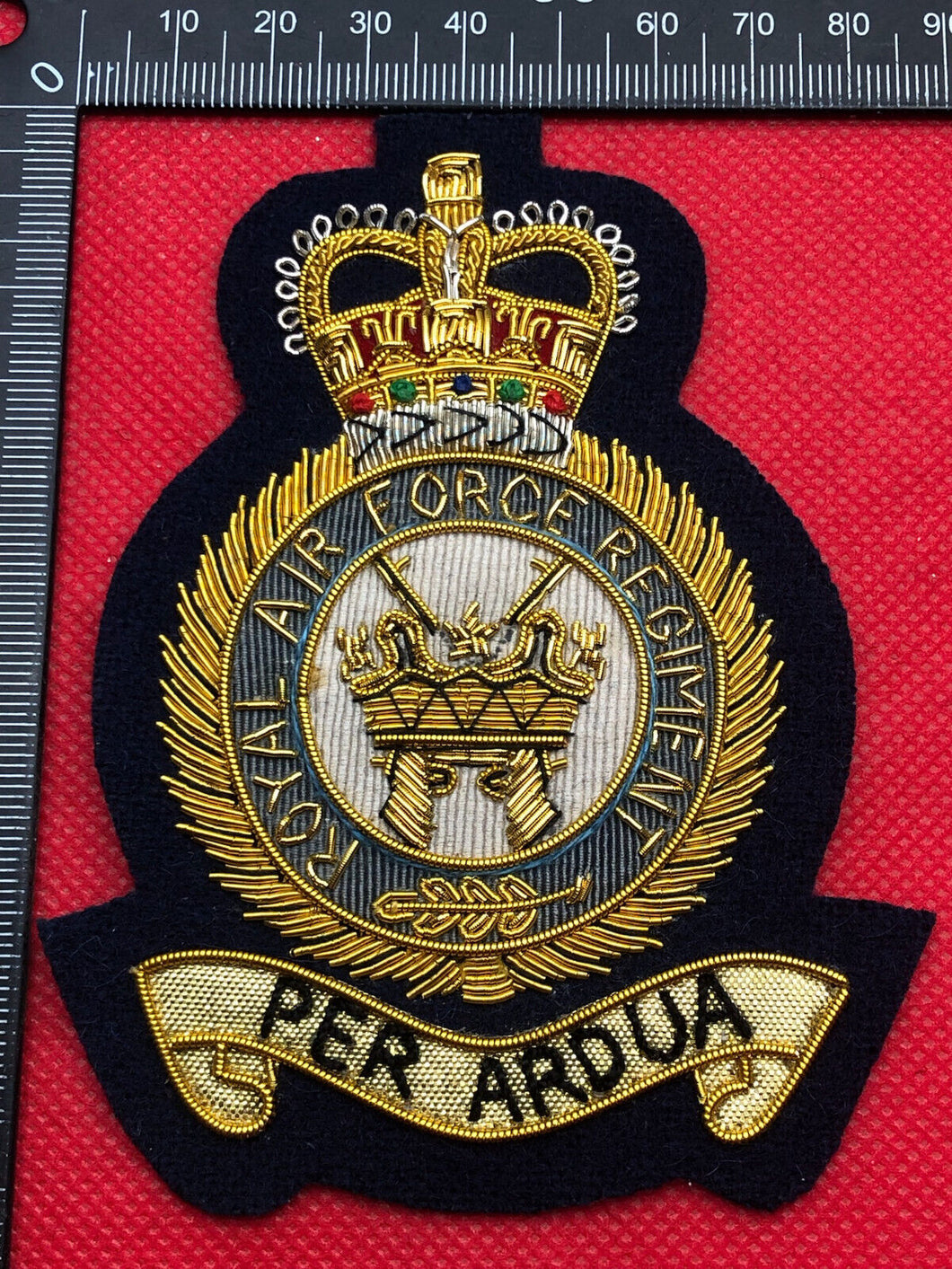 British RAF Royal Air Force Regiment Bullion Embroidered Blazer Badge