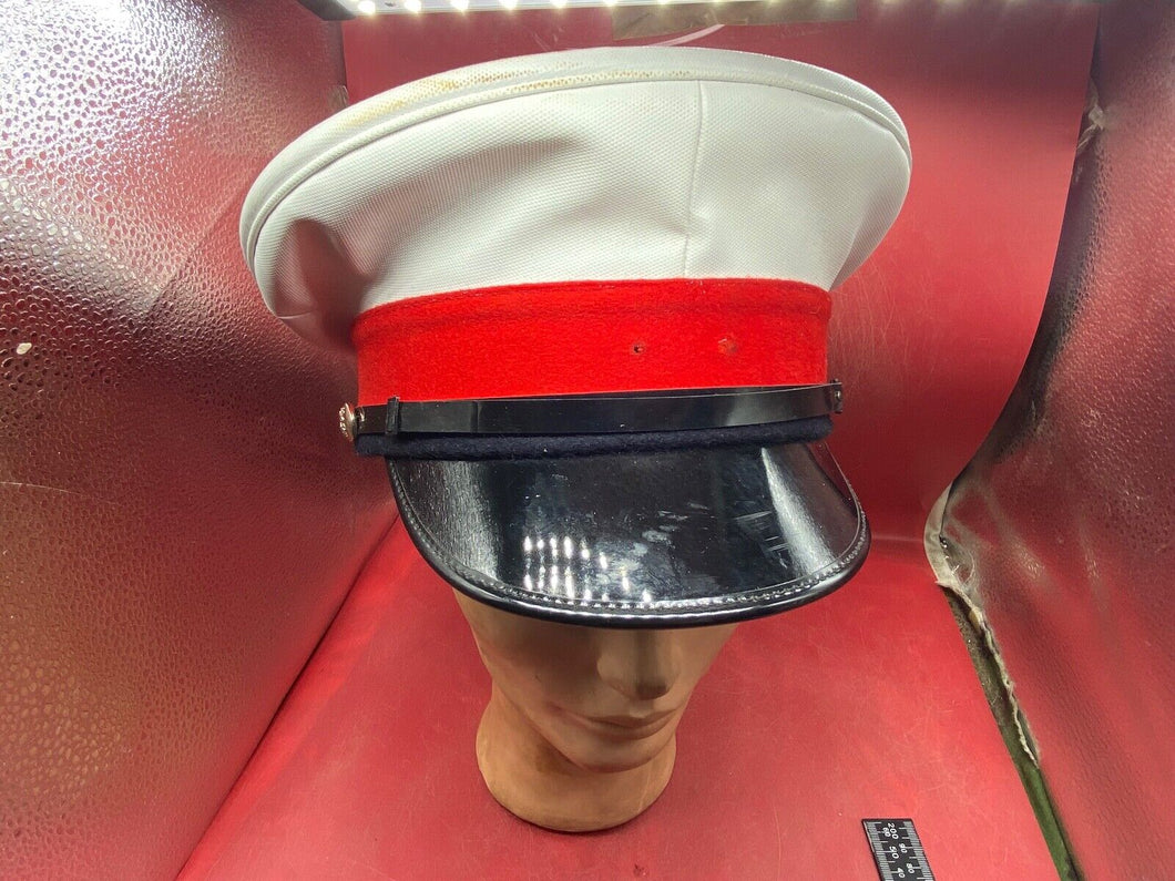 Original Royal Navy - Royal Marines Peaked Cap with Buttons & Chinstrap Size 57