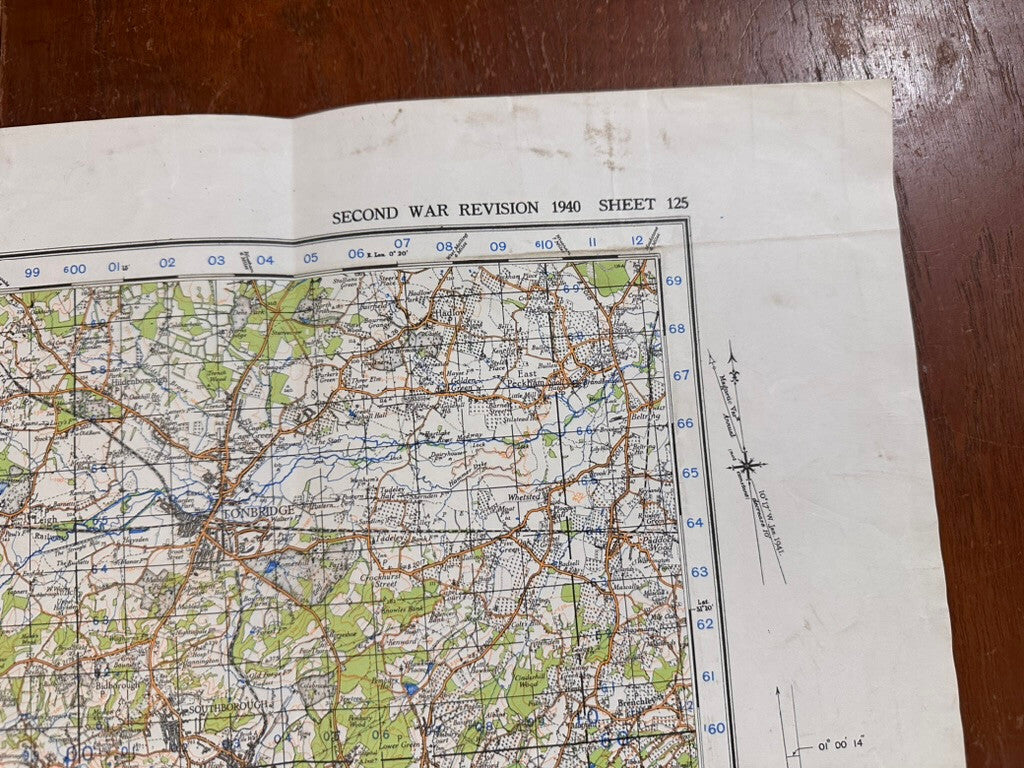 Original WW2 British Army GSGS OS Map England - Tunbridge Wells - The Militaria Shop
