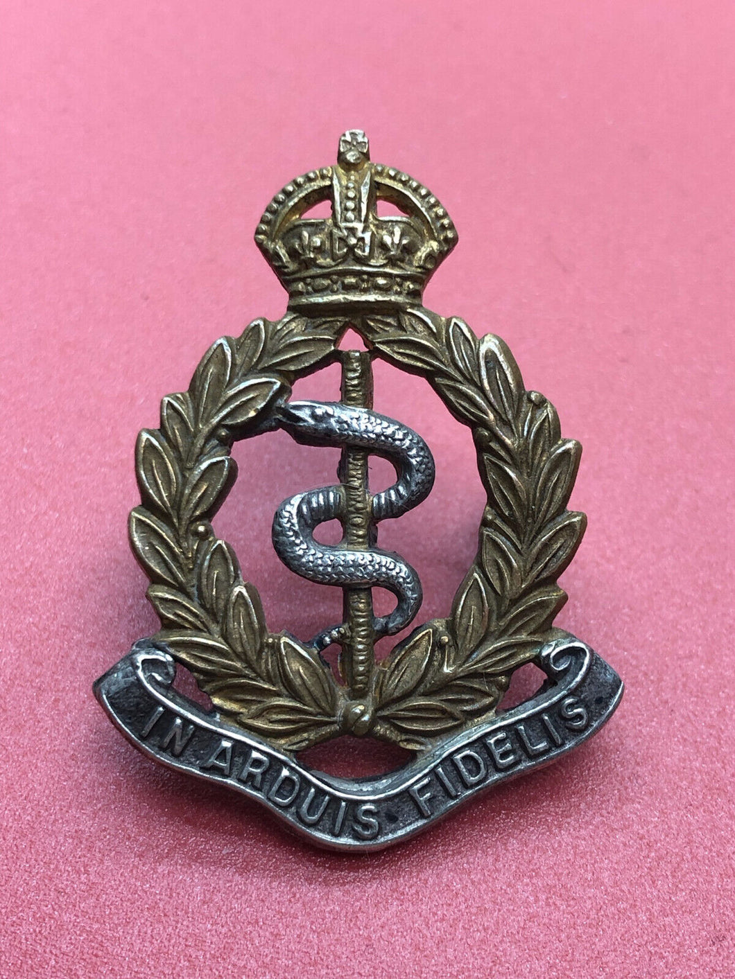 Original WW2 British Army Kings Crown Cap Badge - RAMC Royal Army Medical Corps
