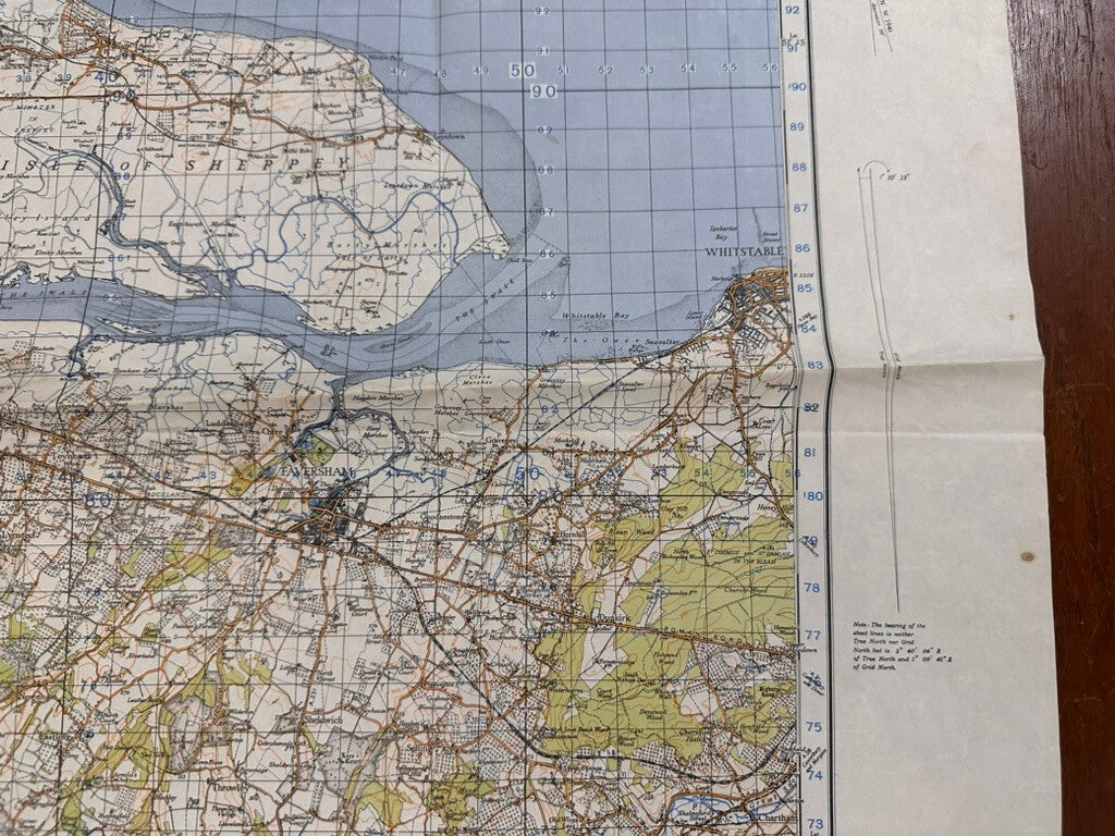 Original WW2 British Army GSGS OS Map of Great Britain - Chatham & Maidstone - The Militaria Shop