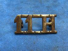 Load image into Gallery viewer, Original WW2 British Army 11th Hussars Brass Shoulder Title
