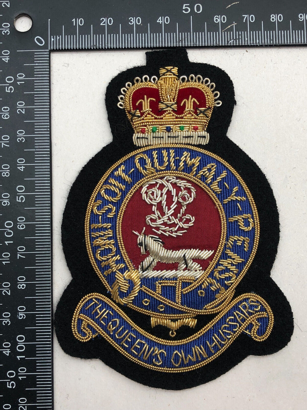 British Army Bullion Embroidered Blazer Badge - The Queen's Own Hussars
