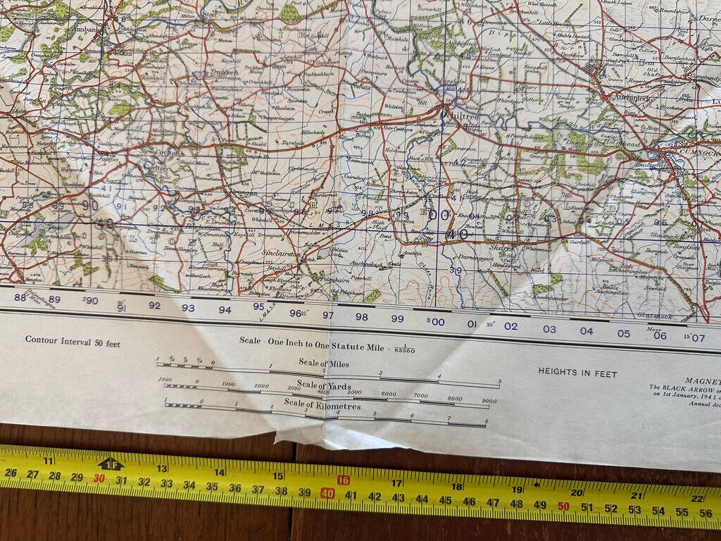 Original WW2 British Army GSGS OS Map of Scotland - Kilmarnock & Ayr - The Militaria Shop