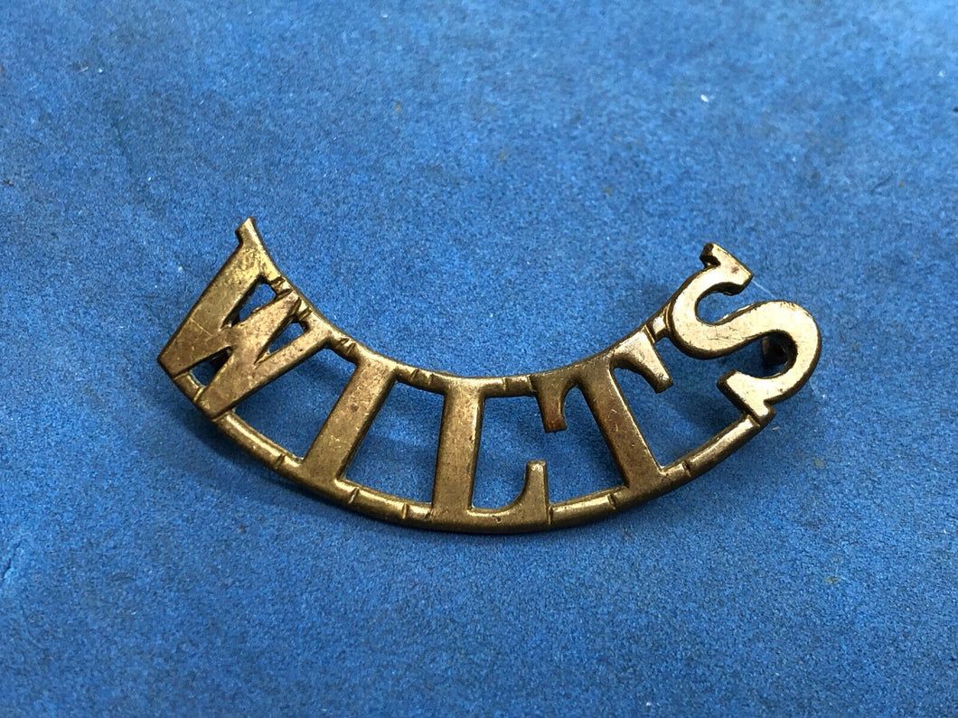 Original WW2 Brass British Army Shoulder Title - Wiltshire Regiment