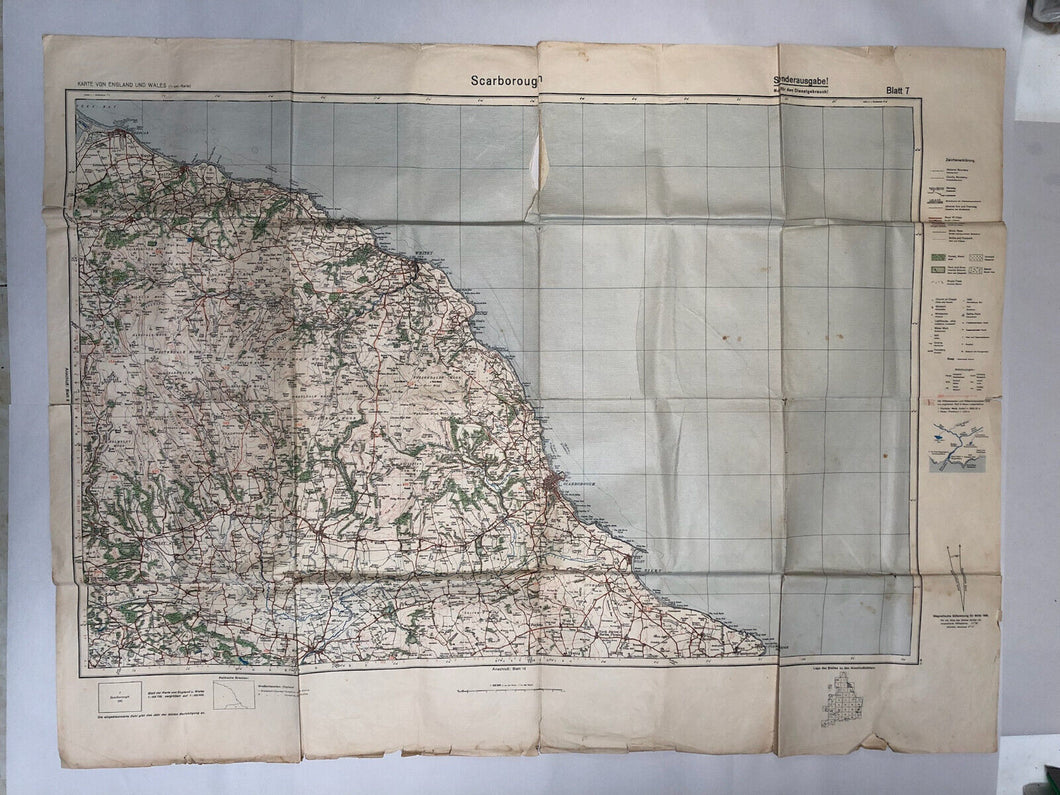 Original WW2 German Army Map - Scarborough