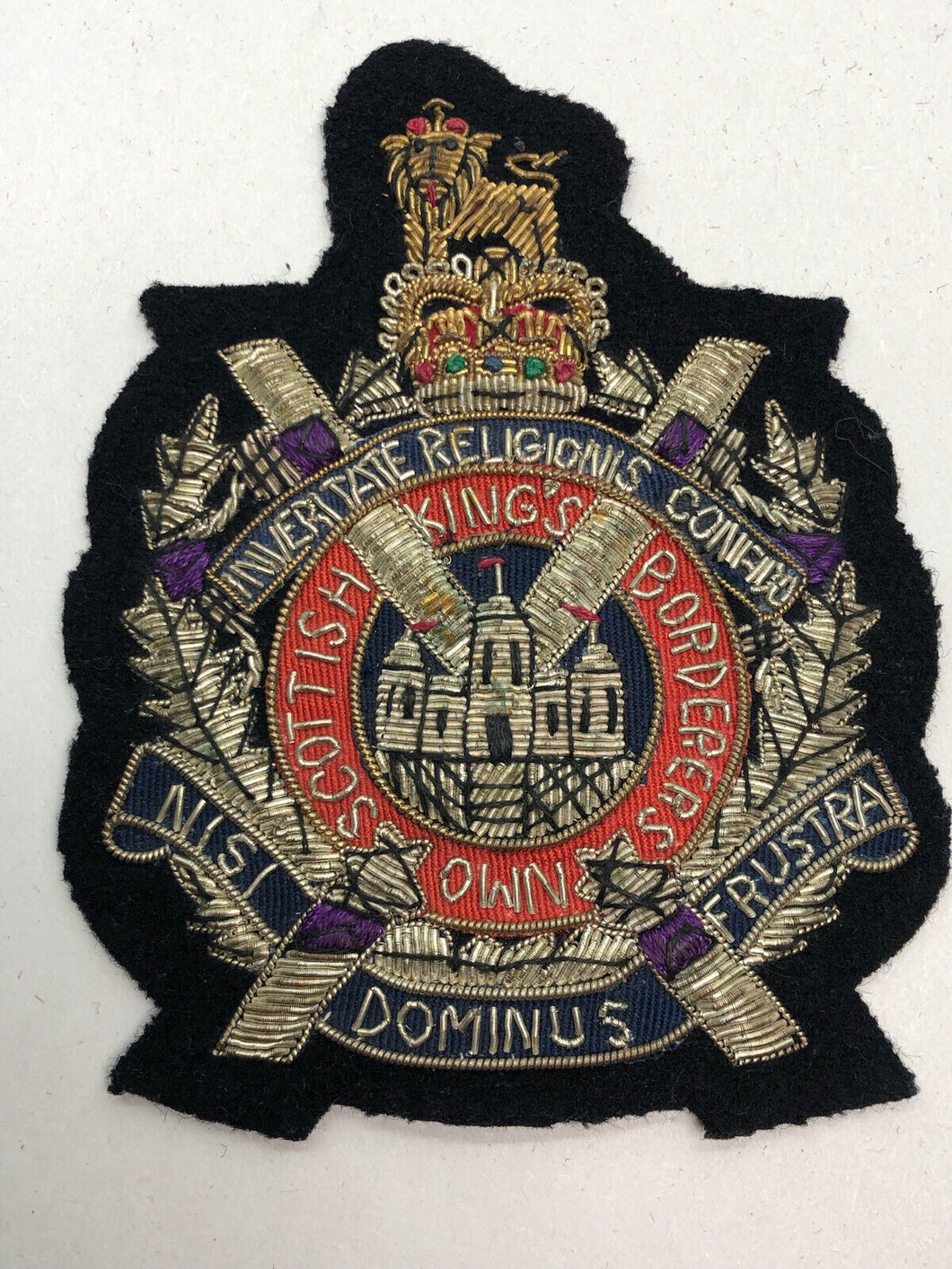 British Army Bullion Embroidered Blazer Badge - Kings Scottish Own Borderers
