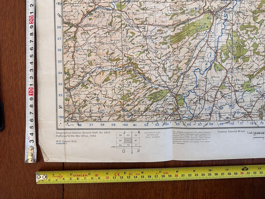 Original WW2 British Army GSGS Map of England & Wales - Shrewsbury & Welshpool - The Militaria Shop