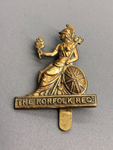 Load image into Gallery viewer, Original WW1 British Army Cap Badge - Norfolk Regiment - Brass
