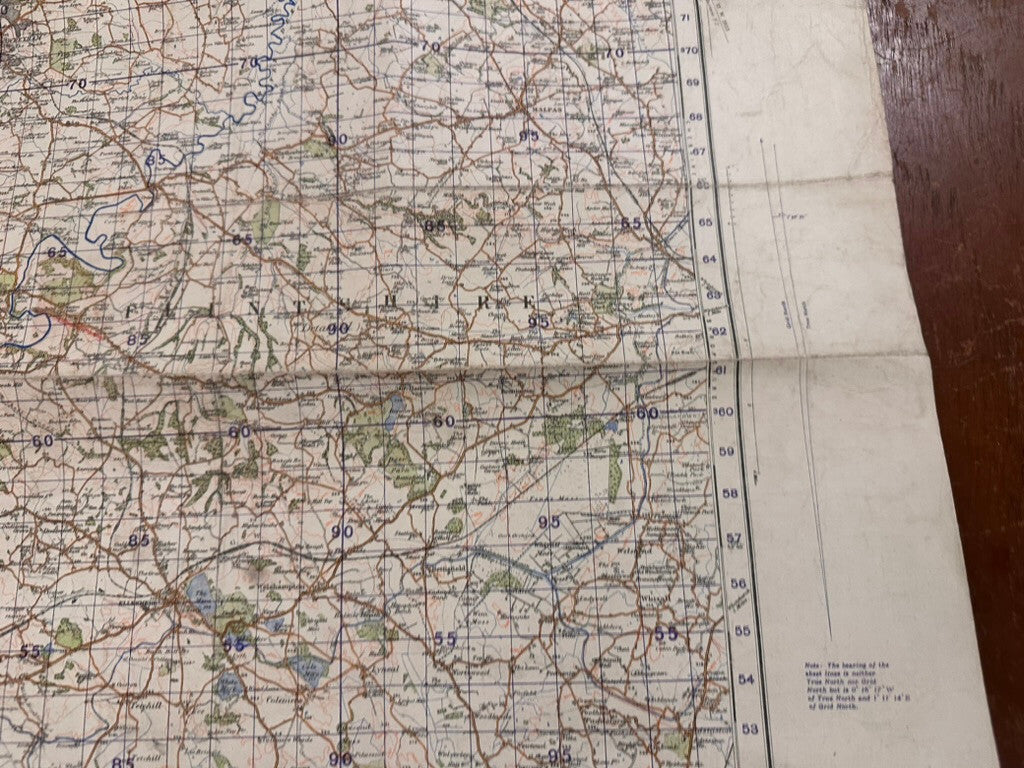 Original WW2 British Army GSGS OS Map of Great Britain - Wrexham & Oswestry - The Militaria Shop