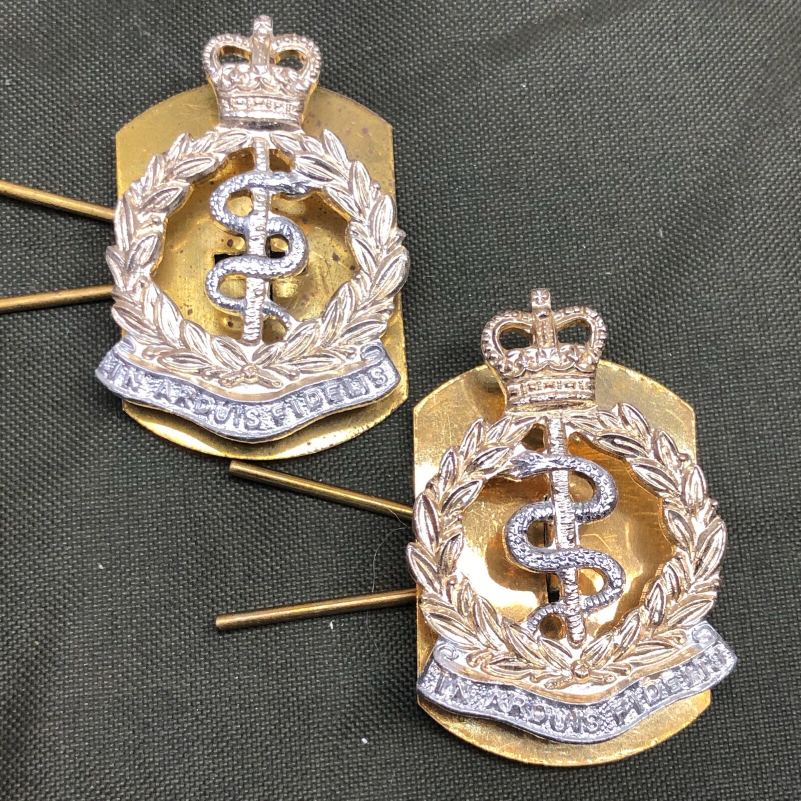 Genuine British Army RAMC Royal Army Medical Corps Collar Badges Pair - The Militaria Shop