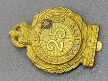 Load image into Gallery viewer, Original British Army WW1 Country of London 25th Cyclist Corps Cap Badge
