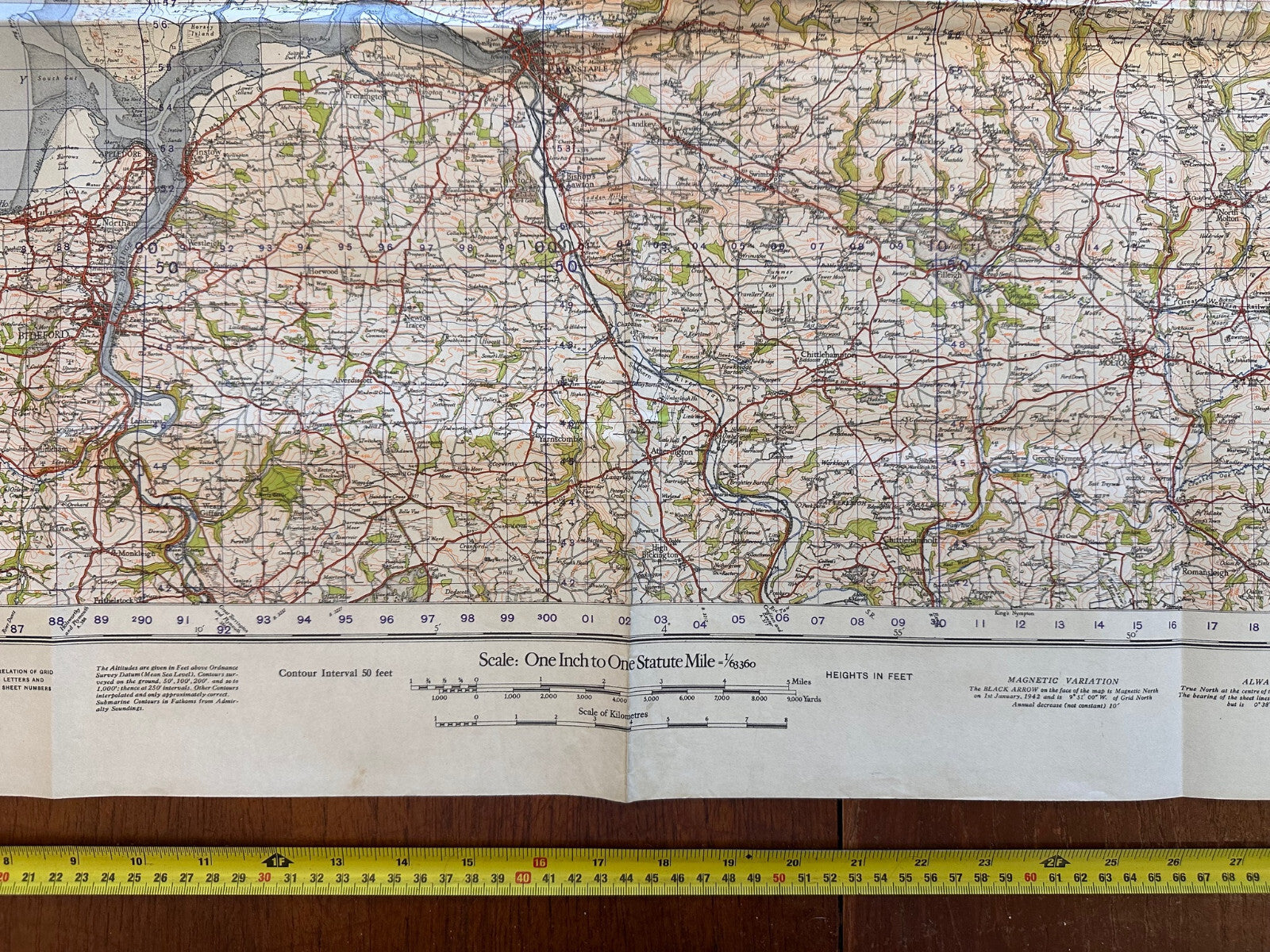 Original WW2 British Army GSGS OS Map of England - Barnstaple - The Militaria Shop