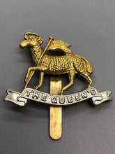 Load image into Gallery viewer, Original WW2 British Army Queen&#39;s Royal Regiment (West Surrey) Cap Badge
