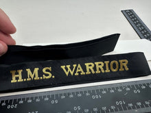 Load image into Gallery viewer, Genuine British Royal Navy H.M.S Warrior Cap Tally - Full Length - New Old Stock
