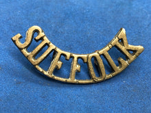 Load image into Gallery viewer, Original WW2 British Army Suffolk Regiment Brass Shoulder Title
