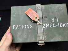 Load image into Gallery viewer, Original British Army &quot;2 MEN - 1 DAY&quot; Vehicle Rations Box - WW2 - New Old Stock
