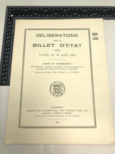 Load image into Gallery viewer, Guernsey Historic Paperwork - Deliberations sur le Billet D&#39;etat - 1945
