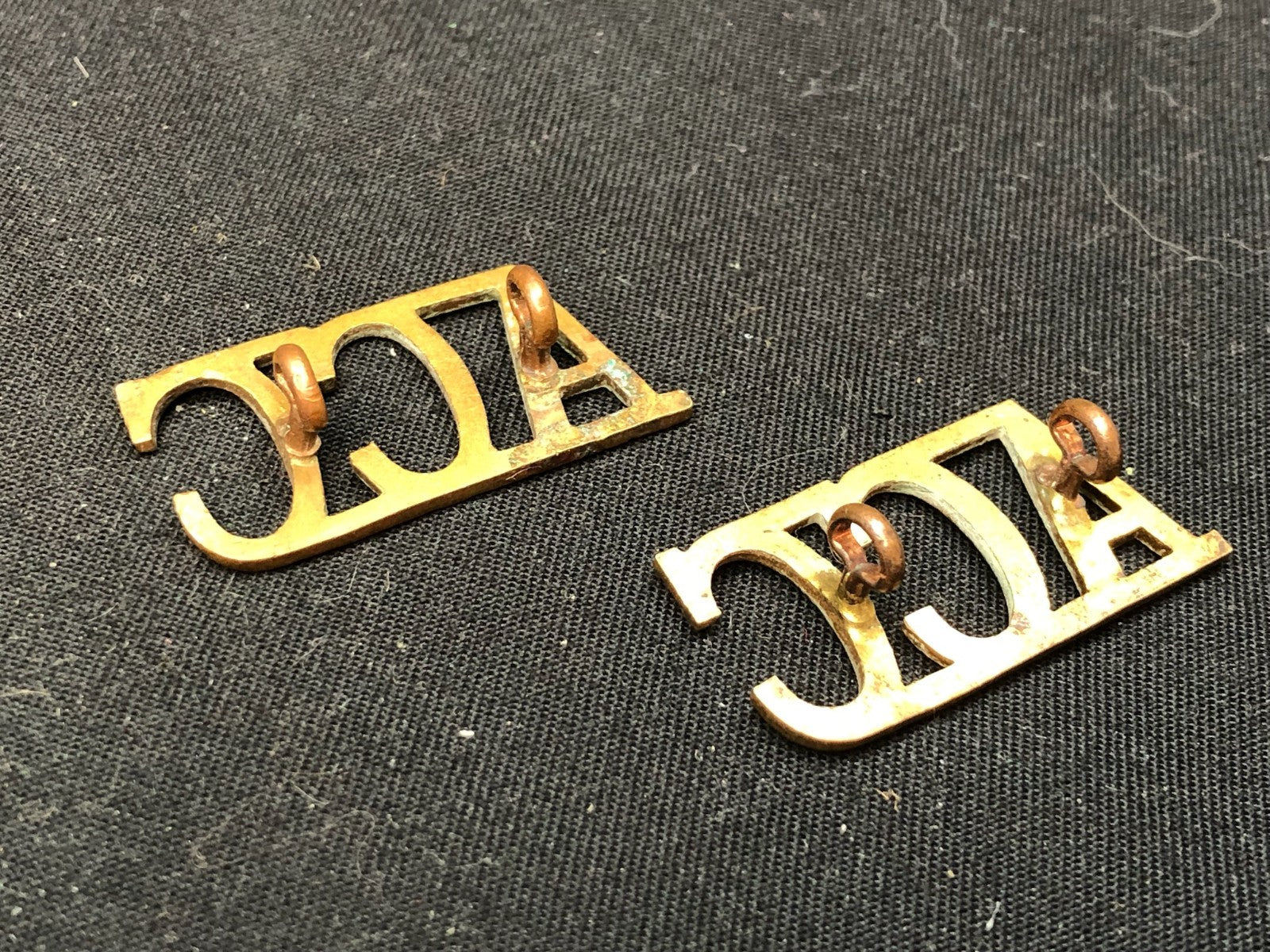 Original WW2 British Army Brass Shoulder Title Pair - ACC Army Catering Corps - The Militaria Shop