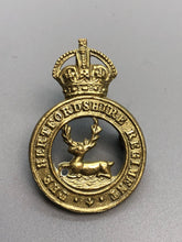 Load image into Gallery viewer, Original WW2 British Army The Hertfordshire Regiment Cap Badge
