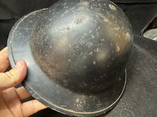 Load image into Gallery viewer, Original WW2 British Civil Defence Home Front Helmet, Liner &amp; Chinstrap Set
