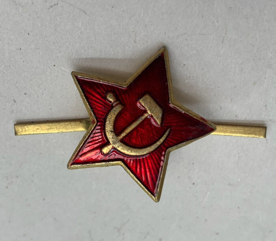 Genuine Soviet Army Red Star Soldier's Cap Hat Badge - USSR CCCP Military Badge