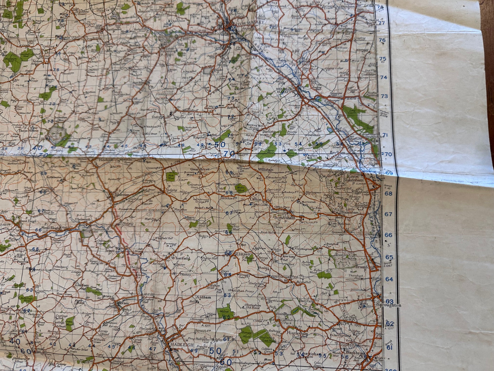 Original WW2 British Army GSGS OS Map of England - Bury St Edmunds & Sudbury - The Militaria Shop