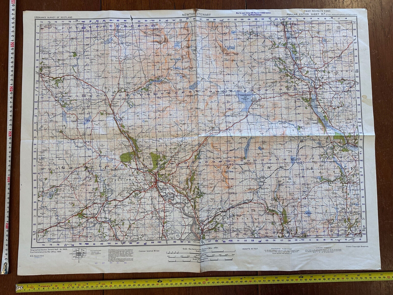 Original WW2 British Army GSGS Map of Scotland - Newton Stewart - The Militaria Shop