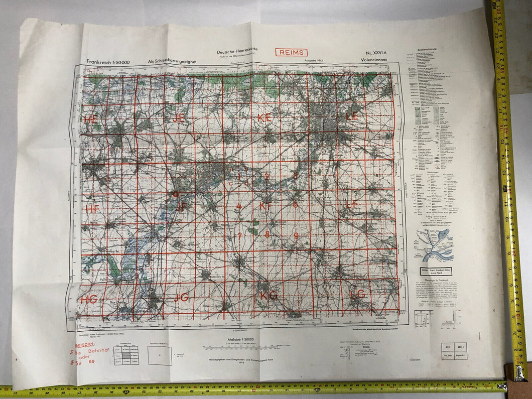 Original WW2 German Army Map of Reims, France