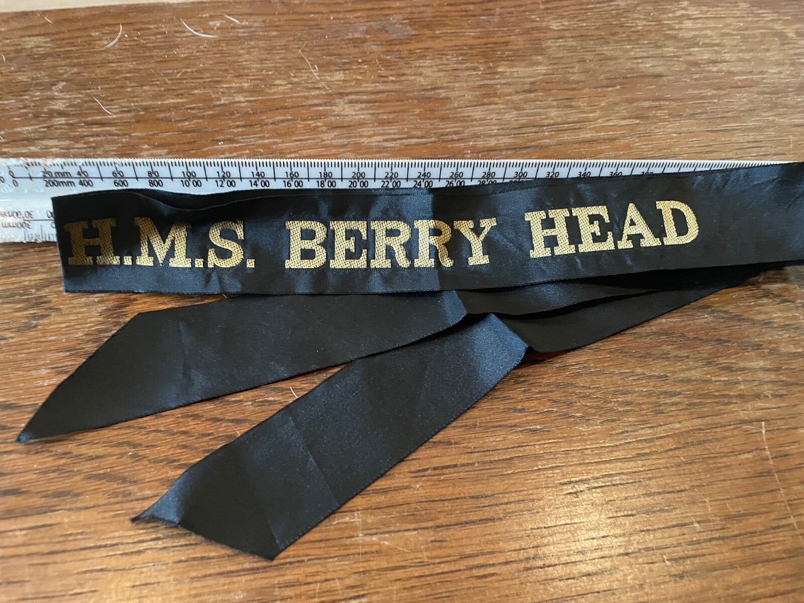Genuine British Royal Navy HMS Berry Head Cap Tally - Full Length - Mint - The Militaria Shop
