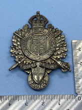 Load image into Gallery viewer, Original WW1 British Army London Rifle Brigade CADETS White Metal Cap Badge
