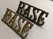 Load image into Gallery viewer, Original British Army WW2 Pair of Royal Army Service Corps RASC Shoulder Titles
